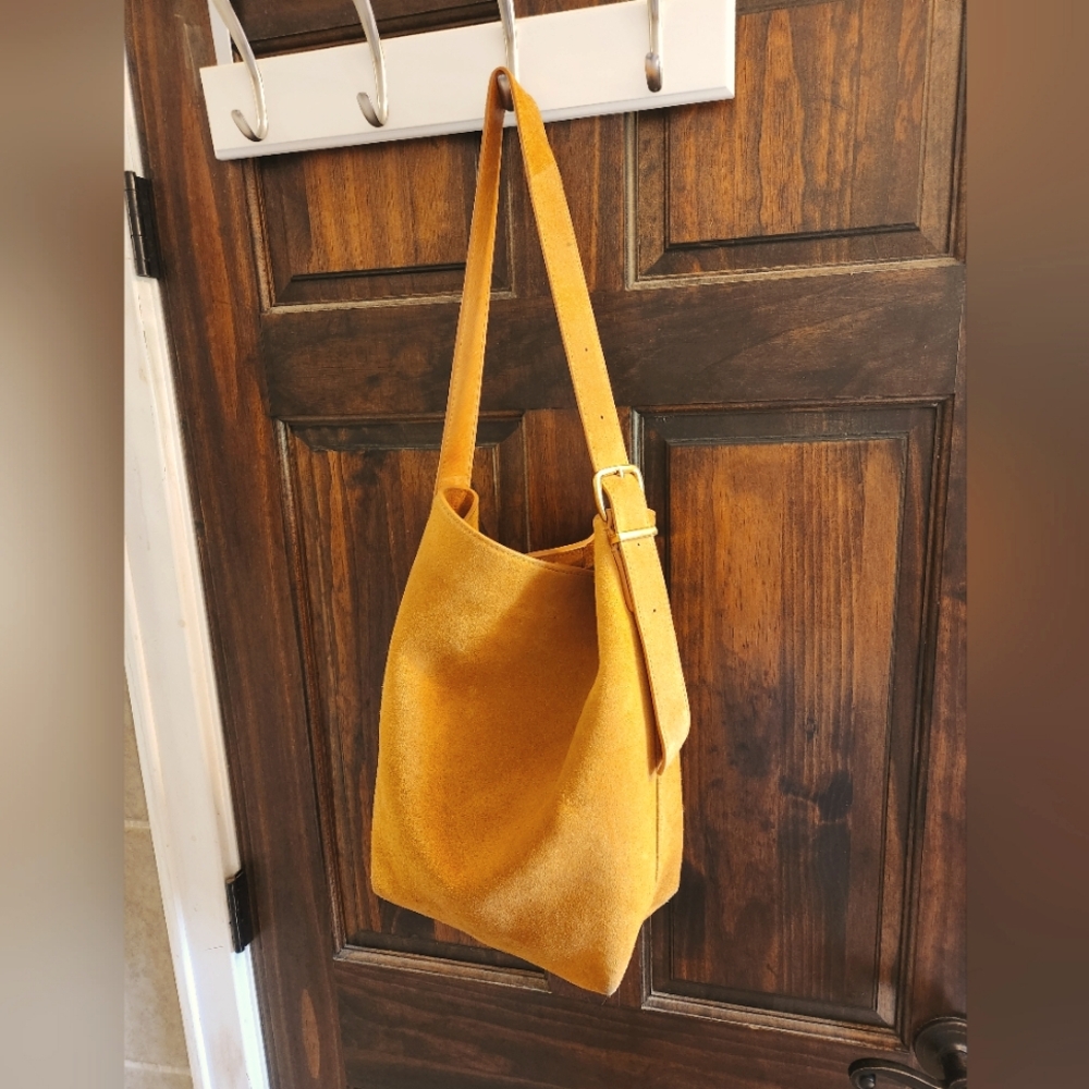 Elegant Yellow Suede Shoulder Bag